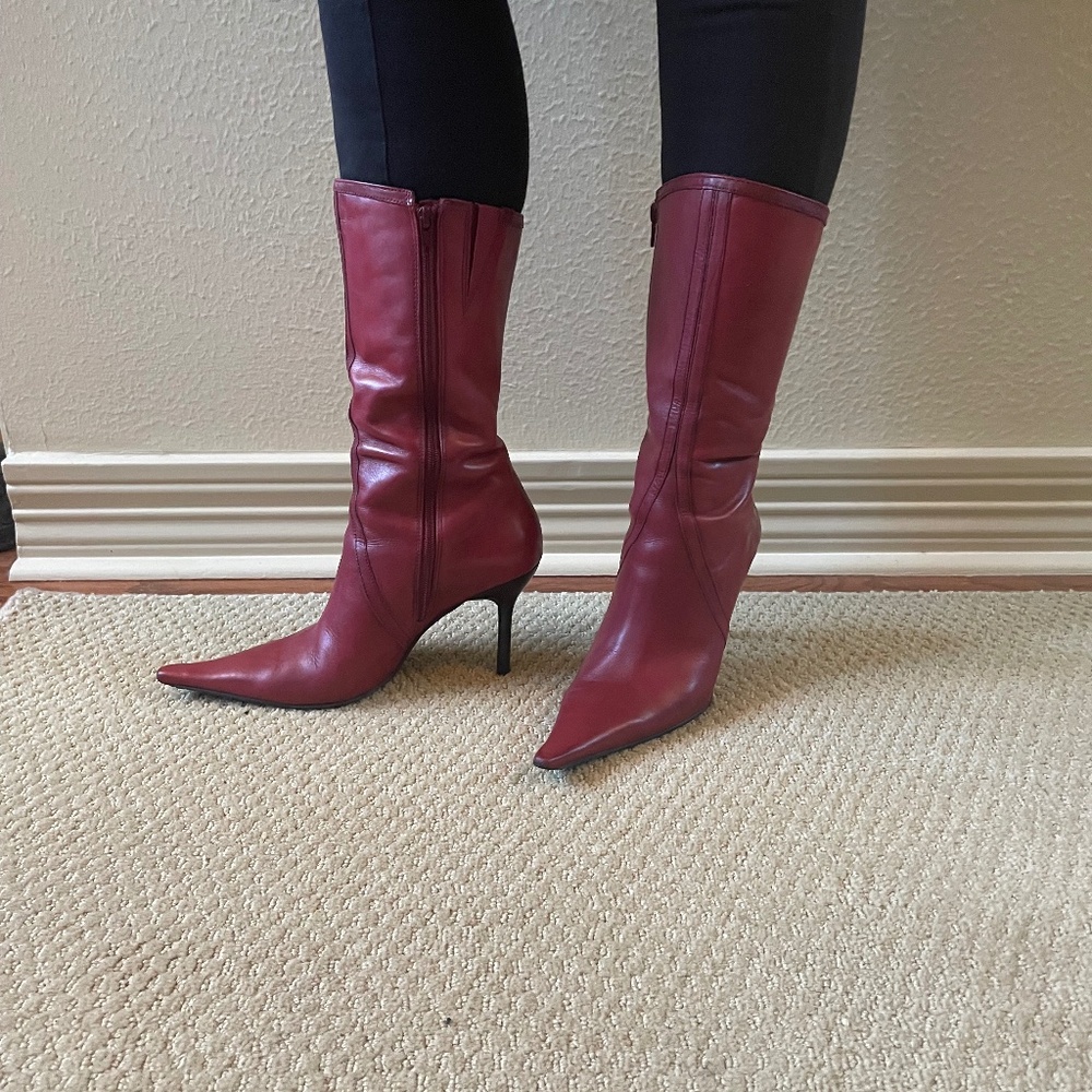 Sexy Diba Red Leather Boots (8 US)